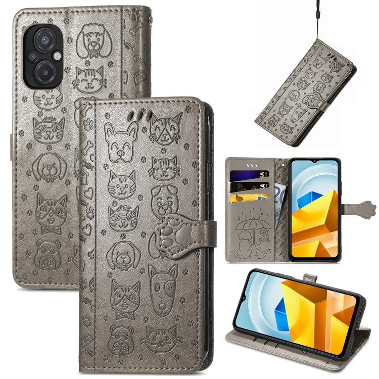 Simpatica custodia per telefono in pelle goffrata con gatto e cane, For Honor X8 5G, For Infinix Note 11, For Xiaomi Poco M5