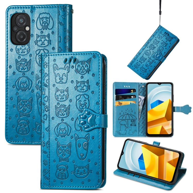 Simpatica custodia per telefono in pelle goffrata con gatto e cane, For Honor X8 5G, For Infinix Note 11, For Xiaomi Poco M5