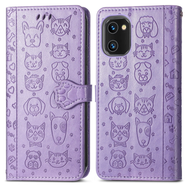 Simpatica custodia per telefono in pelle goffrata con gatto e cane, For UMIDIGI A13S, For vivo T2X, For ZTE Blade A72 4G
