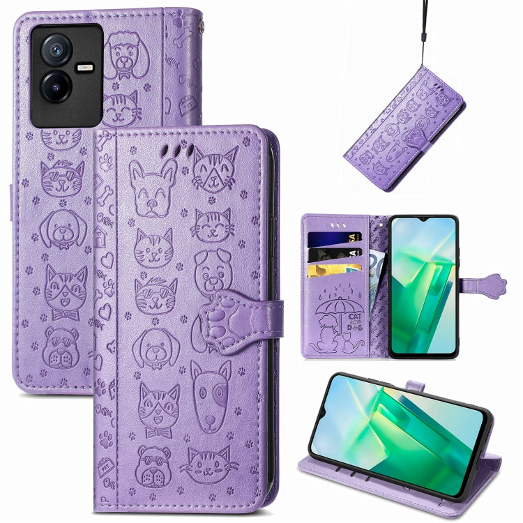 Simpatica custodia per telefono in pelle goffrata con gatto e cane, For UMIDIGI A13S, For vivo T2X, For ZTE Blade A72 4G