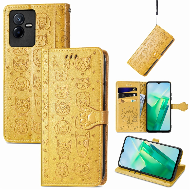 Simpatica custodia per telefono in pelle goffrata con gatto e cane, For UMIDIGI A13S, For vivo T2X, For ZTE Blade A72 4G