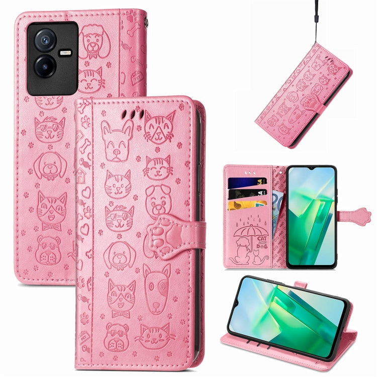 Simpatica custodia per telefono in pelle goffrata con gatto e cane, For UMIDIGI A13S, For vivo T2X, For ZTE Blade A72 4G