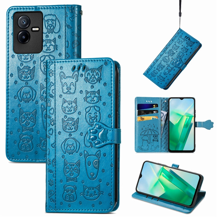 Simpatica custodia per telefono in pelle goffrata con gatto e cane, For UMIDIGI A13S, For vivo T2X, For ZTE Blade A72 4G
