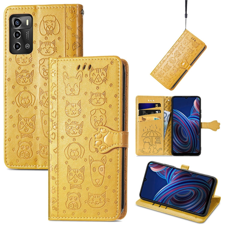 Simpatica custodia per telefono in pelle goffrata con gatto e cane, For UMIDIGI A13S, For vivo T2X, For ZTE Blade A72 4G