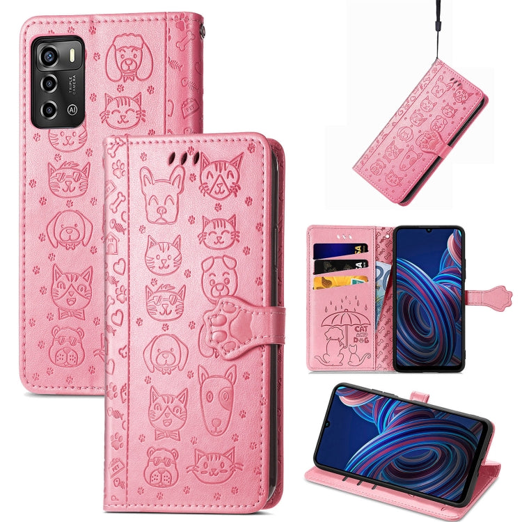 Simpatica custodia per telefono in pelle goffrata con gatto e cane, For UMIDIGI A13S, For vivo T2X, For ZTE Blade A72 4G