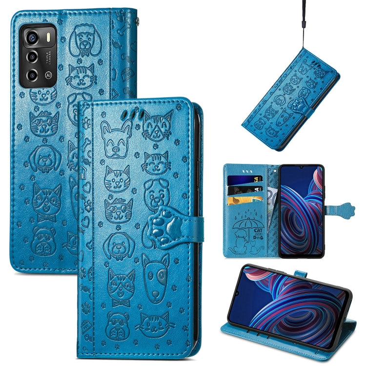 Simpatica custodia per telefono in pelle goffrata con gatto e cane, For UMIDIGI A13S, For vivo T2X, For ZTE Blade A72 4G
