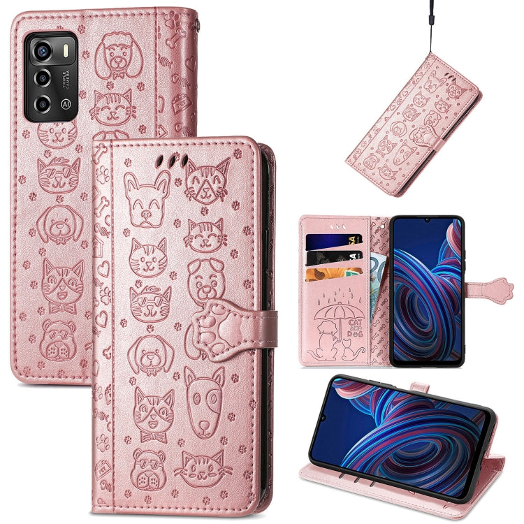 Simpatica custodia per telefono in pelle goffrata con gatto e cane, For UMIDIGI A13S, For vivo T2X, For ZTE Blade A72 4G