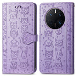 Simpatica custodia per telefono in pelle goffrata con gatto e cane, For Huawei Mate 50 Pro