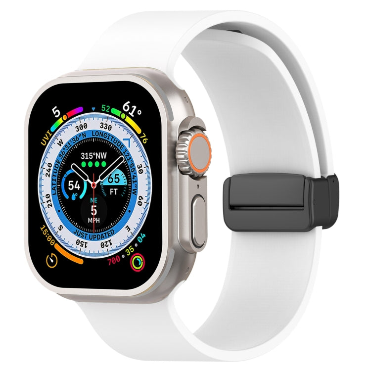 Cinturino per orologio in silicone liscio con fibbia nera magnetica, For Apple Watch Ultra 49mm, For Apple Watch Series 8&7 45mm