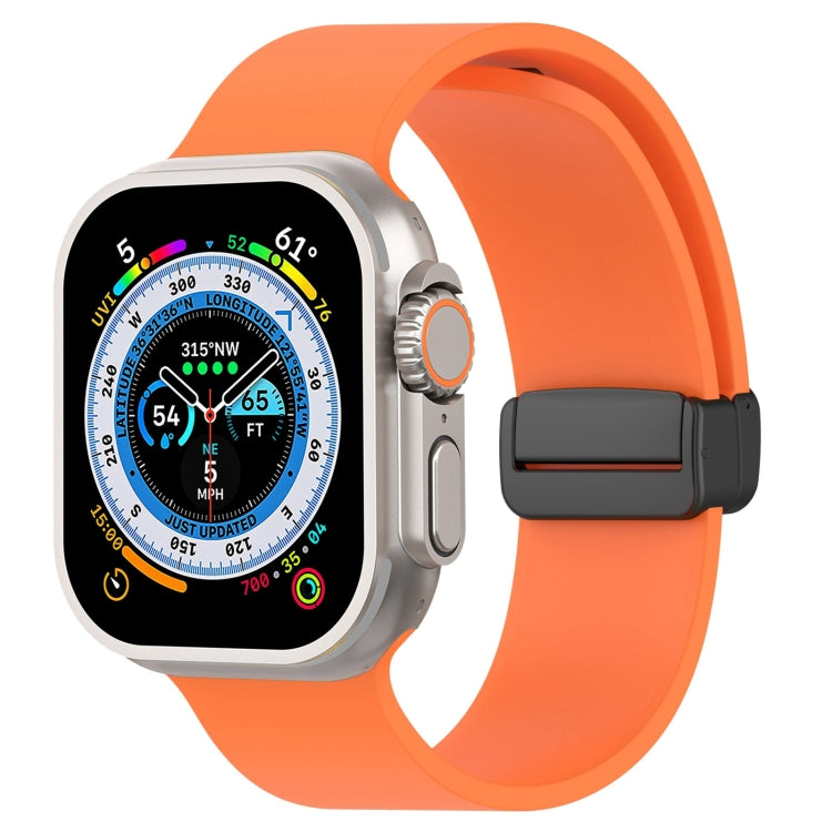 Cinturino per orologio in silicone liscio con fibbia nera magnetica, For Apple Watch Ultra 49mm, For Apple Watch Series 8&7 45mm