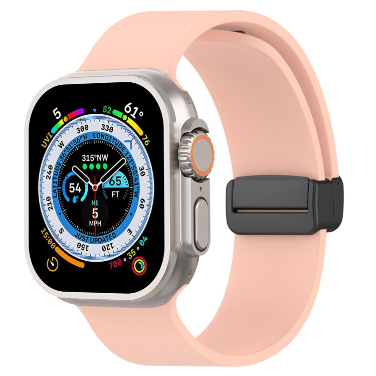 Cinturino per orologio in silicone liscio con fibbia nera magnetica, For Apple Watch Ultra 49mm, For Apple Watch Series 8&7 45mm