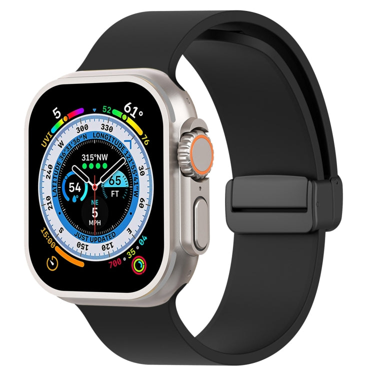 Cinturino per orologio in silicone liscio con fibbia nera magnetica, For Apple Watch Ultra 49mm, For Apple Watch Series 8&7 45mm