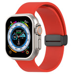 Cinturino per orologio in silicone liscio con fibbia nera magnetica, For Apple Watch Ultra 49mm, For Apple Watch Series 8&7 45mm