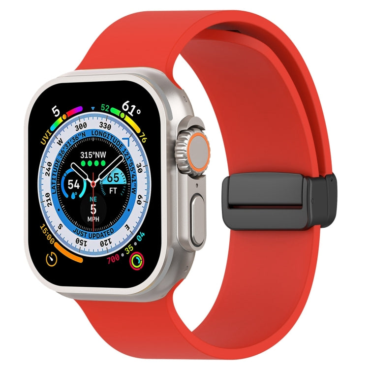 Cinturino per orologio in silicone liscio con fibbia nera magnetica, For Apple Watch Ultra 49mm, For Apple Watch Series 8&7 45mm