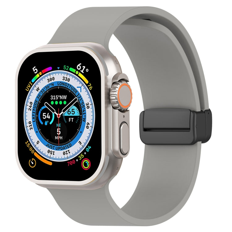 Cinturino per orologio in silicone liscio con fibbia nera magnetica, For Apple Watch Ultra 49mm, For Apple Watch Series 8&7 45mm