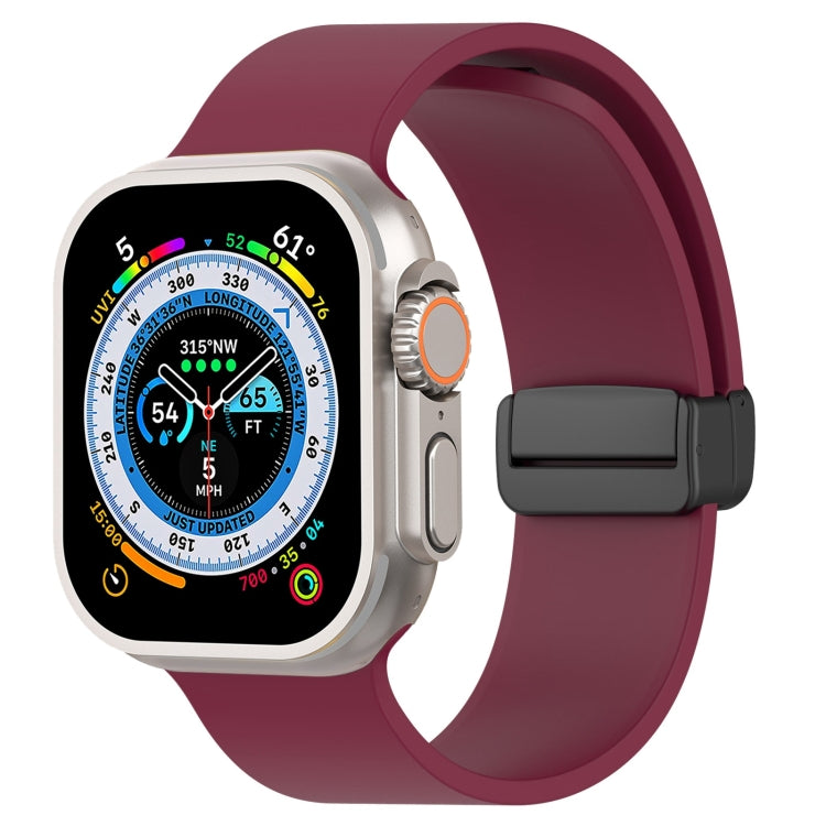 Cinturino per orologio in silicone liscio con fibbia nera magnetica, For Apple Watch Ultra 49mm, For Apple Watch Series 8&7 45mm