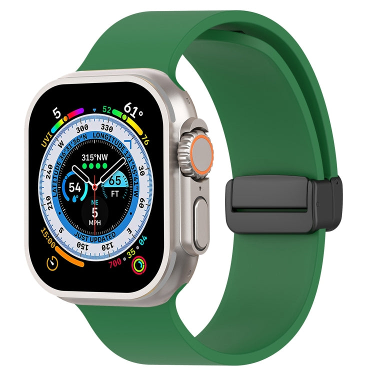 Cinturino per orologio in silicone liscio con fibbia nera magnetica, For Apple Watch Ultra 49mm, For Apple Watch Series 8&7 45mm