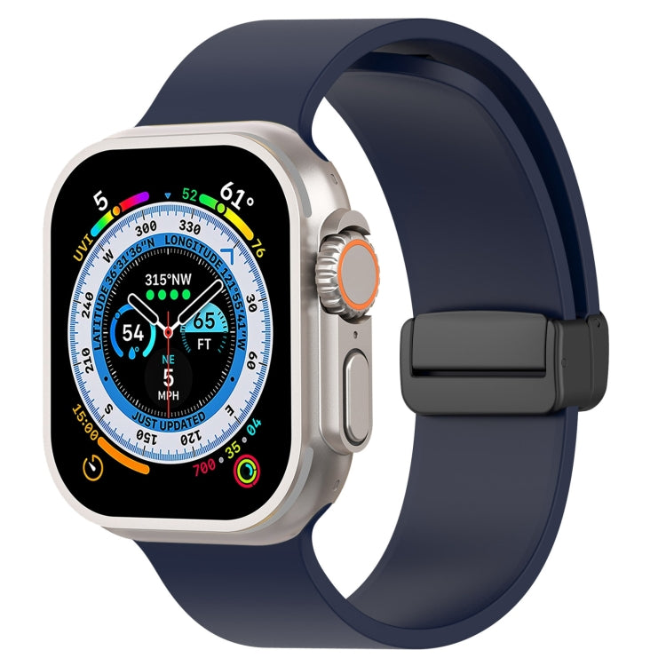 Cinturino per orologio in silicone liscio con fibbia nera magnetica, For Apple Watch Ultra 49mm, For Apple Watch Series 8&7 45mm