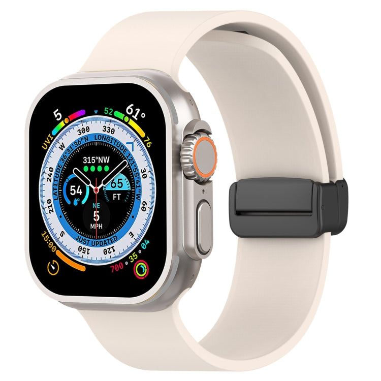 Cinturino per orologio in silicone liscio con fibbia nera magnetica, For Apple Watch Ultra 49mm, For Apple Watch Series 8&7 45mm