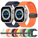 Cinturino per orologio in silicone liscio con fibbia nera magnetica, For Apple Watch Ultra 49mm, For Apple Watch Series 8&7 45mm