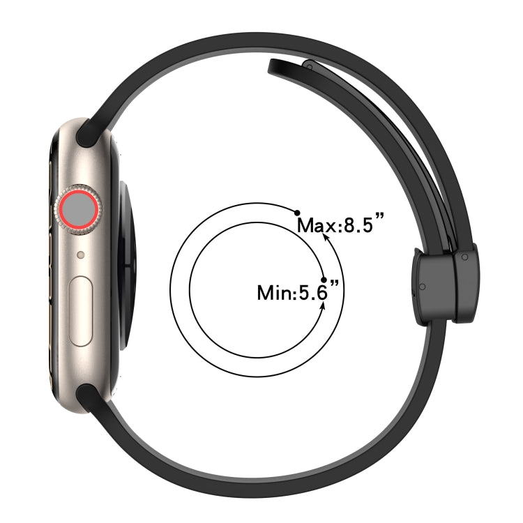 Cinturino per orologio in silicone liscio con fibbia nera magnetica, For Apple Watch Ultra 49mm, For Apple Watch Series 8&7 45mm