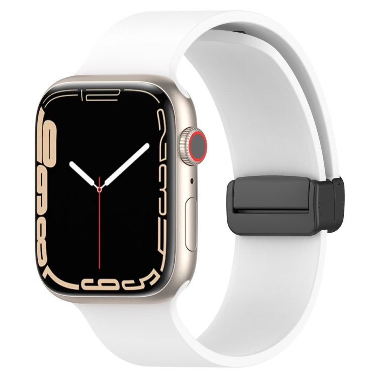 Cinturino per orologio in silicone liscio con fibbia nera magnetica, For Apple Watch Ultra 49mm, For Apple Watch Series 8&7 45mm