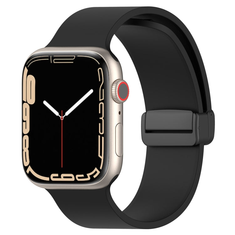 Cinturino per orologio in silicone liscio con fibbia nera magnetica, For Apple Watch Ultra 49mm, For Apple Watch Series 8&7 45mm