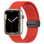 Cinturino per orologio in silicone liscio con fibbia nera magnetica, For Apple Watch Ultra 49mm, For Apple Watch Series 8&7 45mm