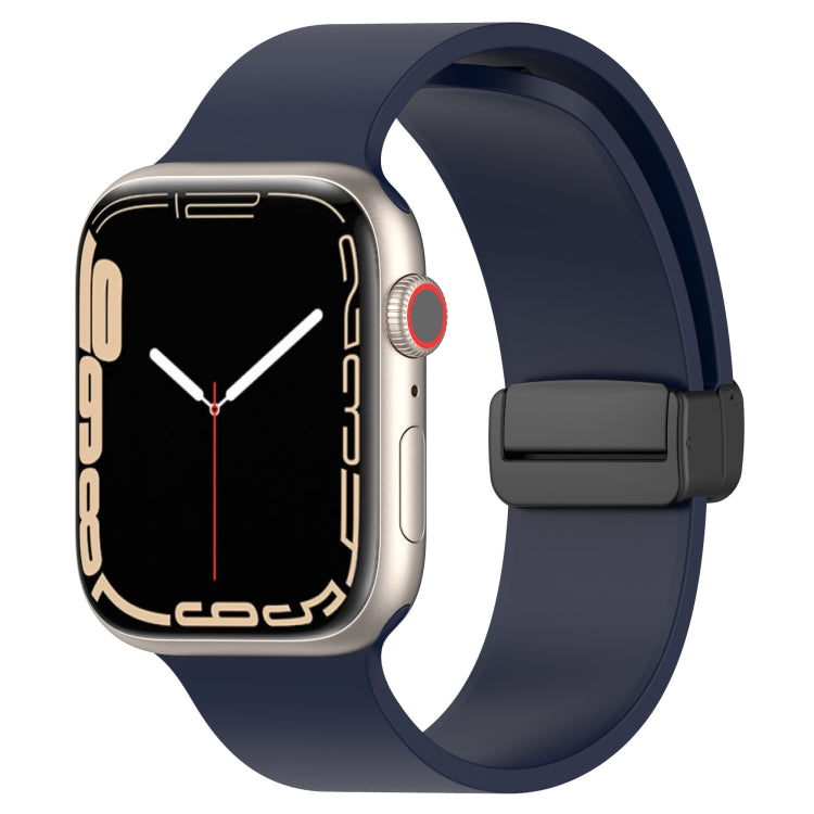 Cinturino per orologio in silicone liscio con fibbia nera magnetica, For Apple Watch Series 8&7 41mm