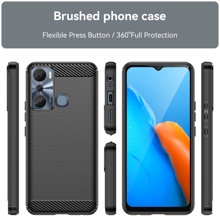 Per Infinix Hot 20i Custodia per telefono TPU in fibra di carbonio con trama spazzolata, For Infinix Hot 20i