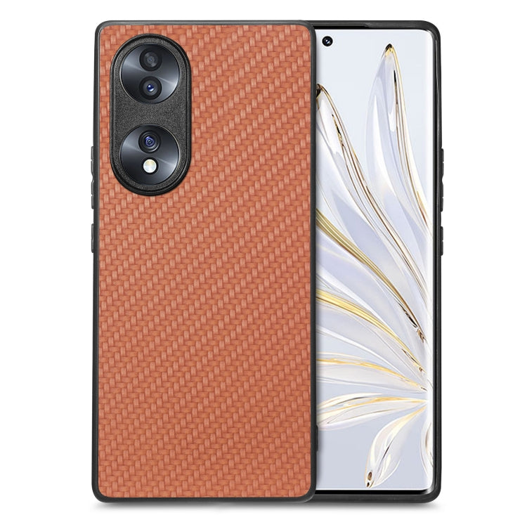 Cover posteriore in pelle con texture in fibra di carbonio, For Honor 70, For Huawei Nova Y90, For vivo Y35, For Samsung Galaxy A50