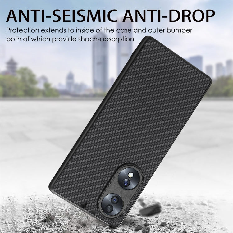 Cover posteriore in pelle con texture in fibra di carbonio, For Honor 70, For Huawei Nova Y90, For vivo Y35, For Samsung Galaxy A50