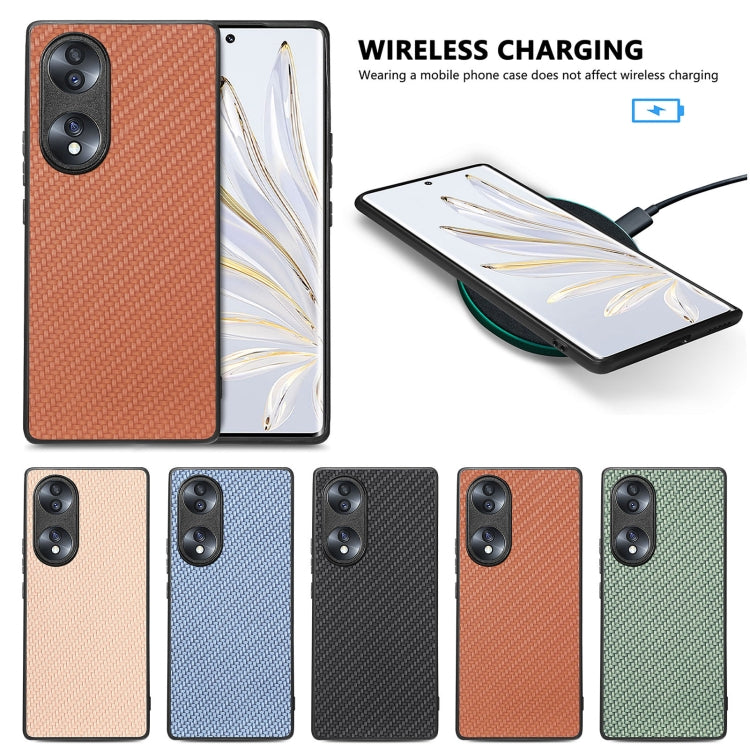 Cover posteriore in pelle con texture in fibra di carbonio, For Honor 70, For Huawei Nova Y90, For vivo Y35, For Samsung Galaxy A50