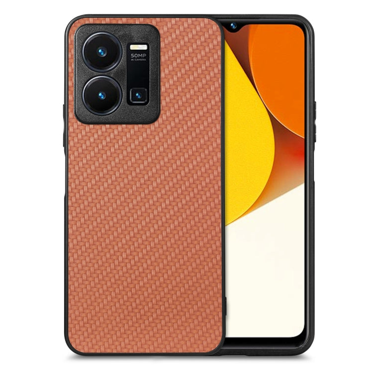 Cover posteriore in pelle con texture in fibra di carbonio, For Honor 70, For Huawei Nova Y90, For vivo Y35, For Samsung Galaxy A50
