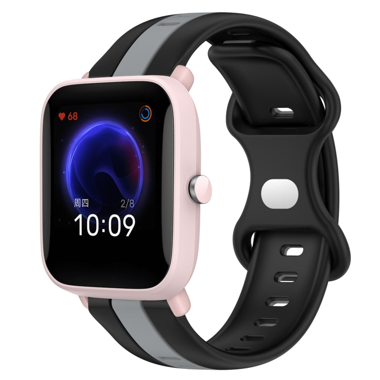 Cinturino in silicone bicolore con fibbia a farfalla da 20 mm, For Amazfit Pop