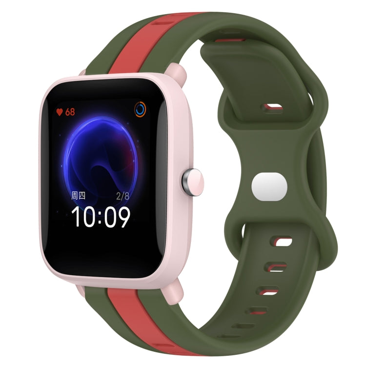 Cinturino in silicone bicolore con fibbia a farfalla da 20 mm, For Amazfit Pop