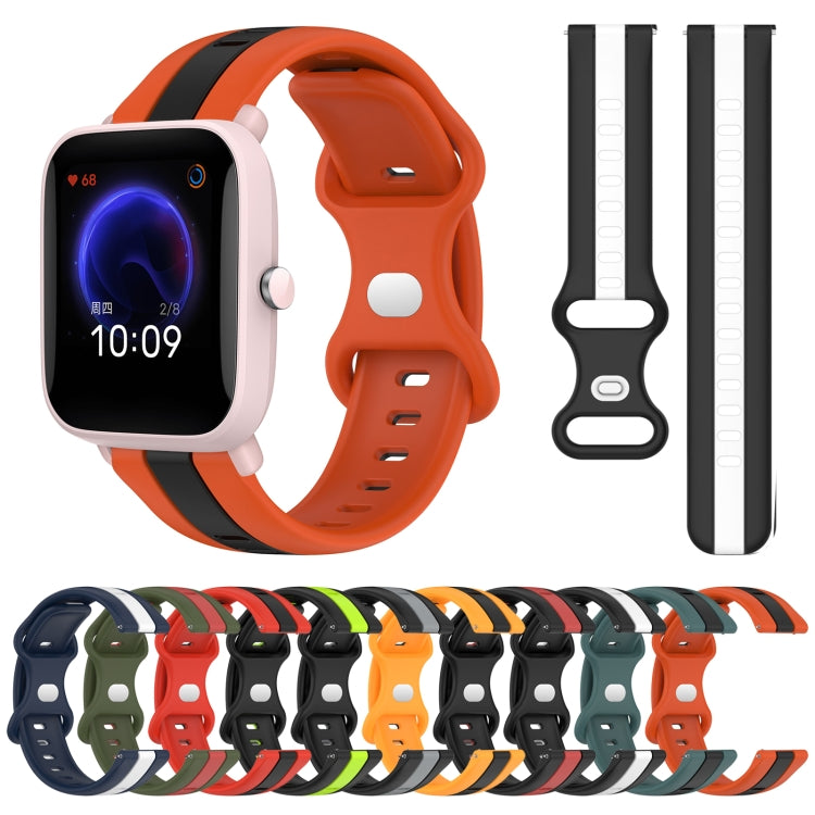 Cinturino in silicone bicolore con fibbia a farfalla da 20 mm, For Amazfit Pop
