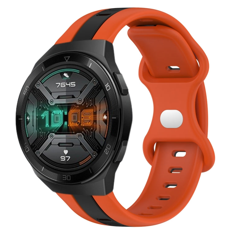 Cinturino in silicone bicolore con fibbia a farfalla da 20 mm, For Huawei Watch GT 2E, For Huawei GT2 46mm