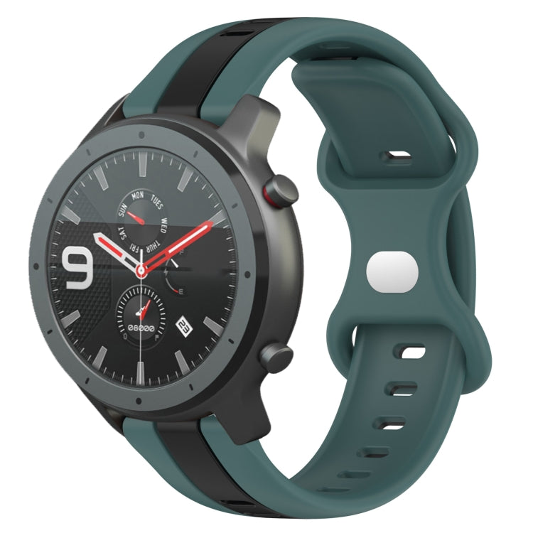 Cinturino in silicone bicolore con fibbia a farfalla da 22 mm, For Amazfit GTR 47mm