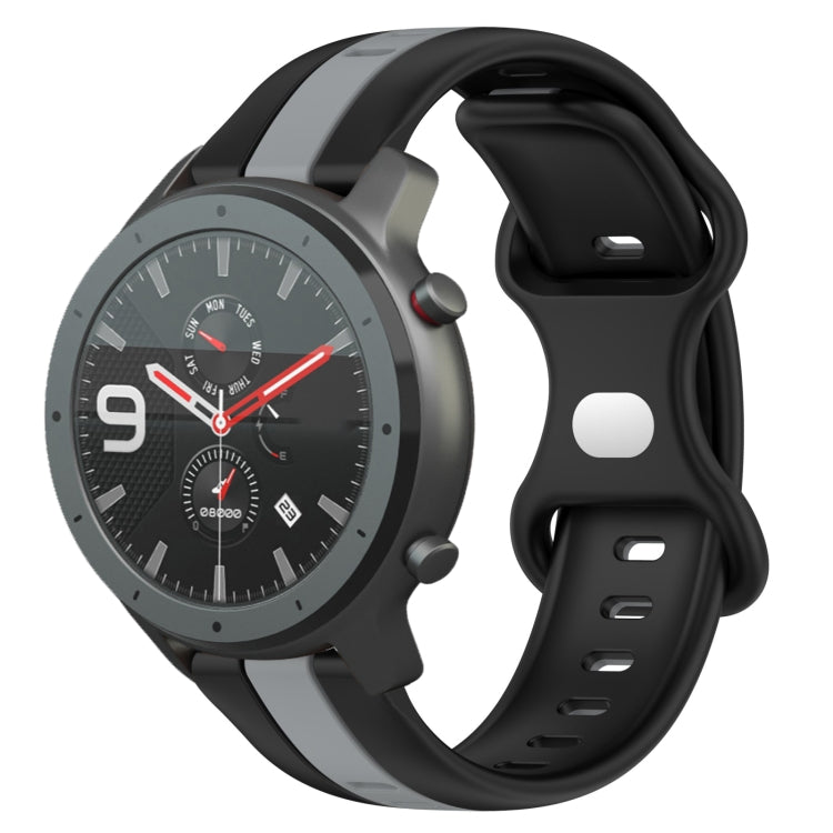 Cinturino in silicone bicolore con fibbia a farfalla da 22 mm, For Amazfit GTR 47mm
