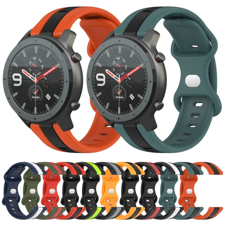 Cinturino in silicone bicolore con fibbia a farfalla da 22 mm, For Amazfit GTR 47mm