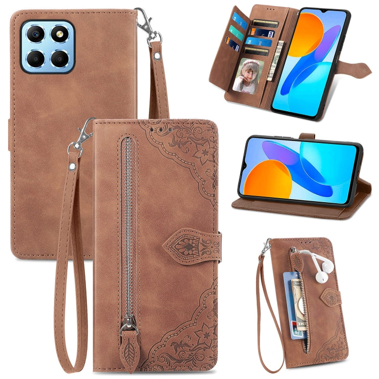 Custodia per telefono in pelle antiurto con fiore in rilievo, For Honor X8 5G, For OPPO A17, For OPPO Reno8, For Xiaomi Poco M5