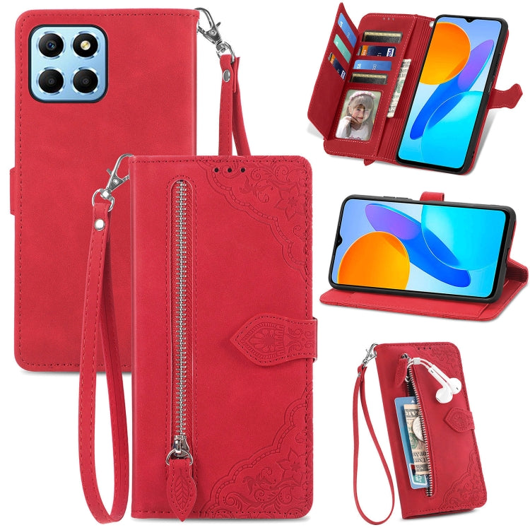 Custodia per telefono in pelle antiurto con fiore in rilievo, For Honor X8 5G, For OPPO A17, For OPPO Reno8, For Xiaomi Poco M5
