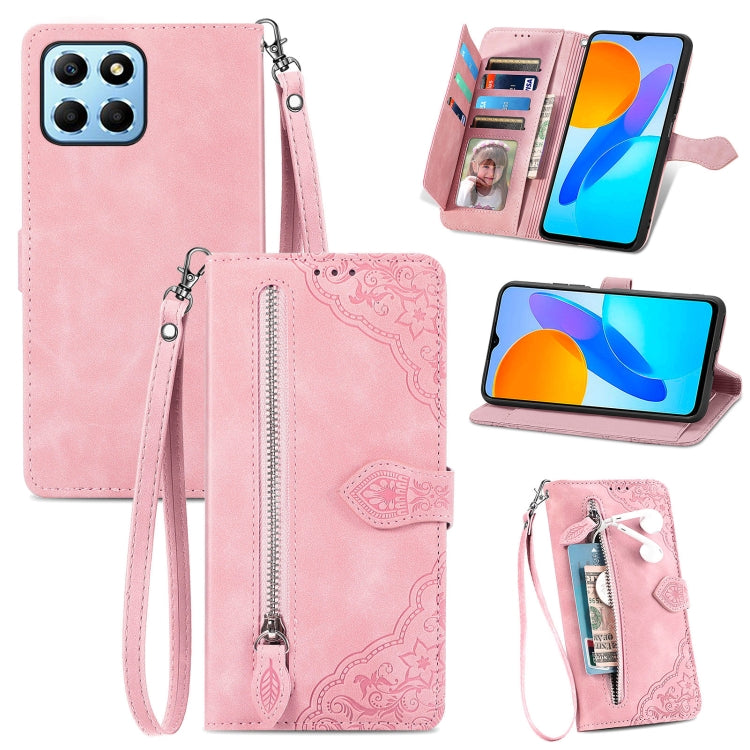 Custodia per telefono in pelle antiurto con fiore in rilievo, For Honor X8 5G, For OPPO A17, For OPPO Reno8, For Xiaomi Poco M5