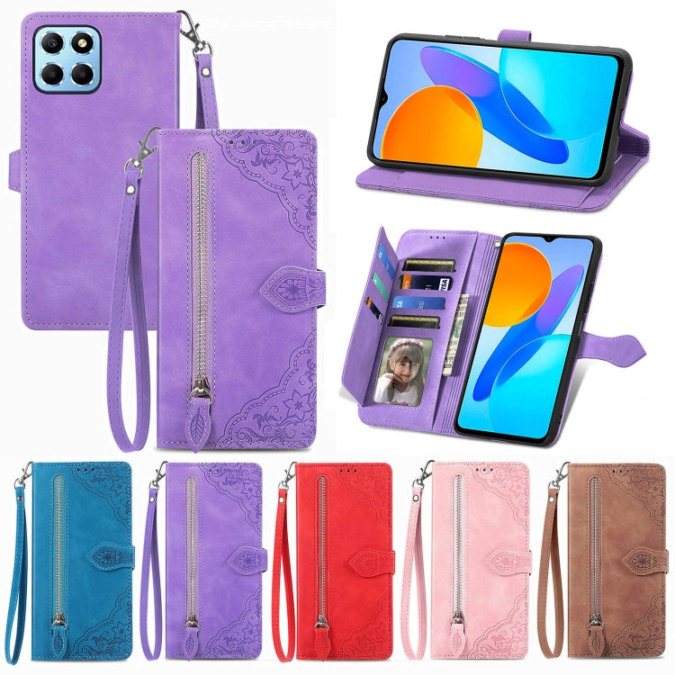 Custodia per telefono in pelle antiurto con fiore in rilievo, For Honor X8 5G, For OPPO A17, For OPPO Reno8, For Xiaomi Poco M5