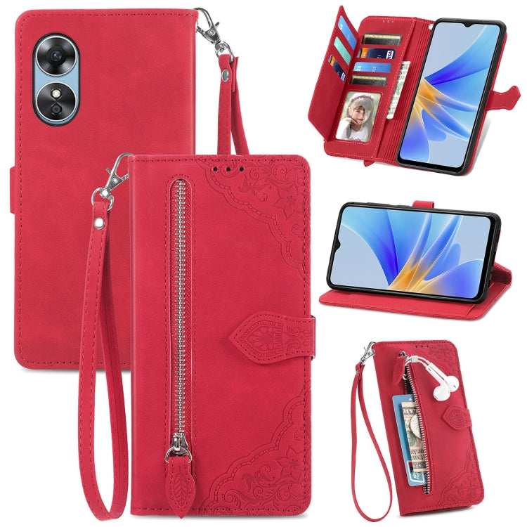 Custodia per telefono in pelle antiurto con fiore in rilievo, For Honor X8 5G, For OPPO A17, For OPPO Reno8, For Xiaomi Poco M5