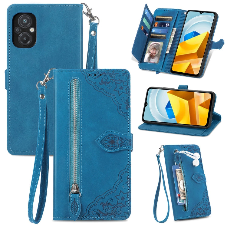 Custodia per telefono in pelle antiurto con fiore in rilievo, For Honor X8 5G, For OPPO A17, For OPPO Reno8, For Xiaomi Poco M5