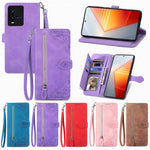 Custodia per telefono in pelle antiurto con fiore in rilievo, For vivo iQOO 10, For vivo T2X 5G, For ZTE Blade A72 4G, For Huawei Mate 50 Pro