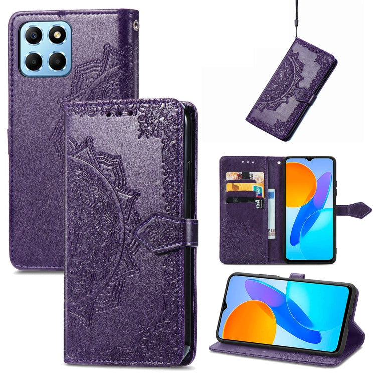 Custodia per telefono in pelle goffrata fiore mandala, For Honor Magic 4 Pro, For Honor X8 5G, For Honor X30 / Magic 4 Lite 5G, For Infinix Note 11