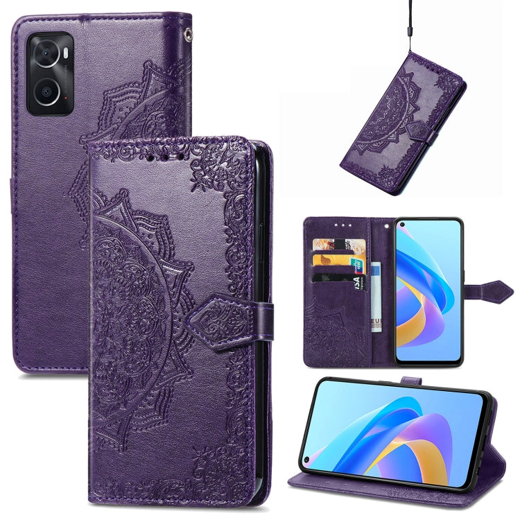 Custodia per telefono in pelle goffrata fiore mandala, For OPPO A76 4G, For Realme 10 4G, For Realme V23, For TCL 405